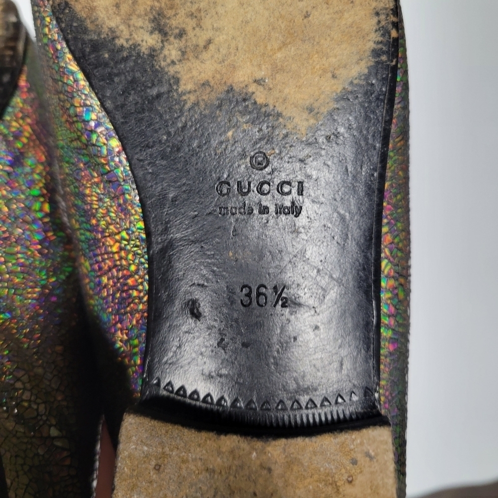 Gucci 60th Anniversary 1953 Holographic Tan Leather Horsebit Loafers 36.5 6.5 - Picture 6 of 9